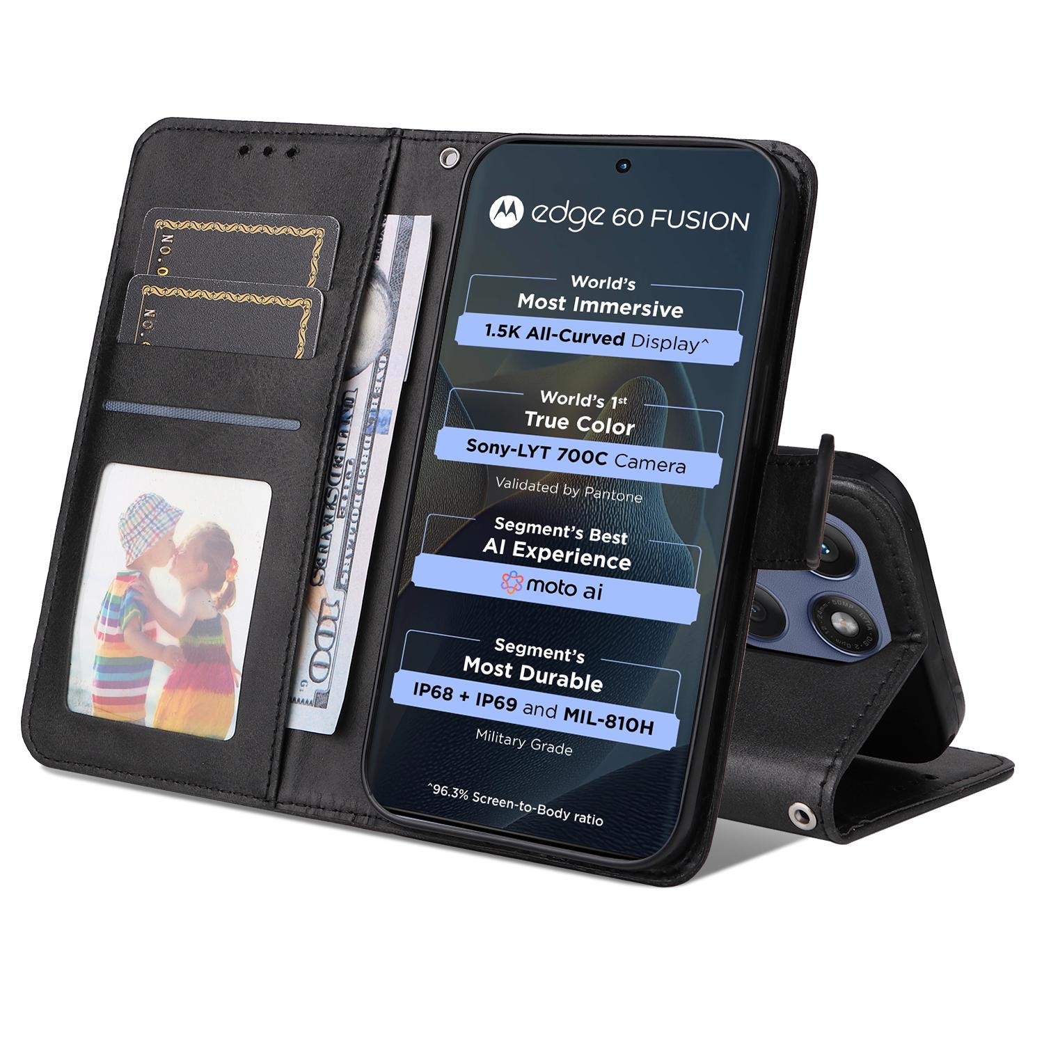 

For Motorola Edge 60 Fusion 5G Case Wallet PU Leather Folio Flip Phone Cover Brown