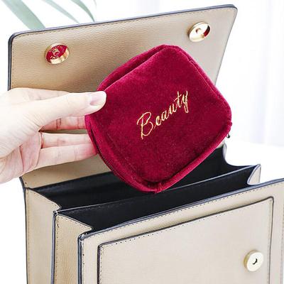 New Embroidered Letter Cosmetic Bag Women Small Lipstick Earphone Sanitary Napkin Storage Organizer Case Toiletry Makeup Bags