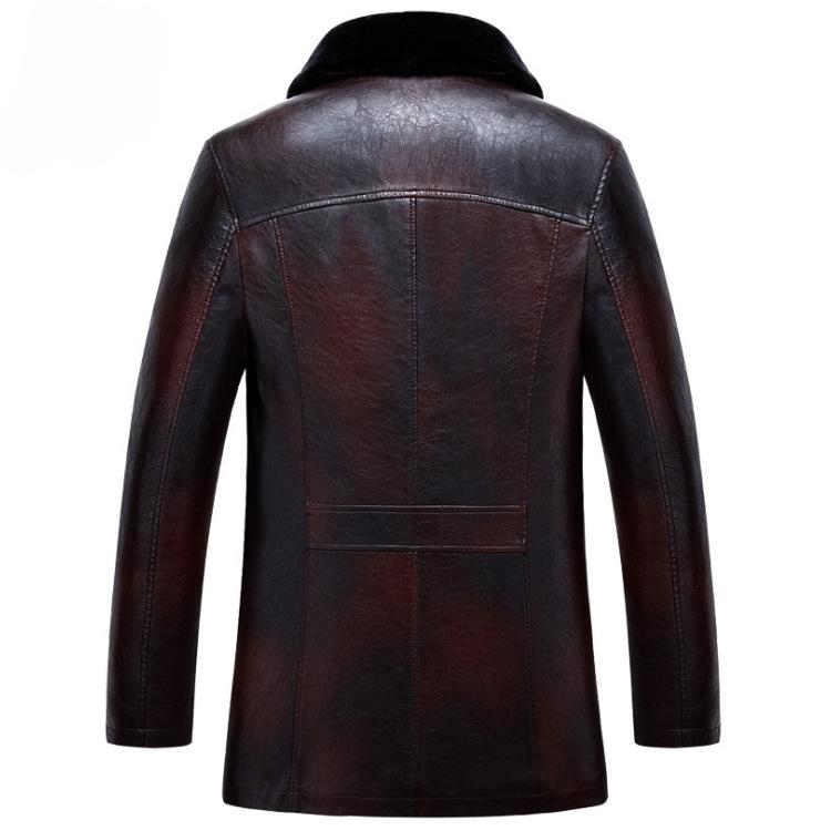 New Winter Clothes PU Leather and Fur Men's Winter Lapel Thickening Coat Wholesale Men's Business Leather Coat