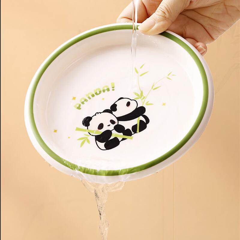 SHALL Melamine Panda Print Round Snack Plate (2-Pack)