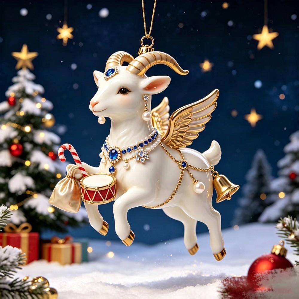 Shining Goat Hanging Ornament Set 2D Flat Christmas Tree Ornament New Keychain  Bag Charms