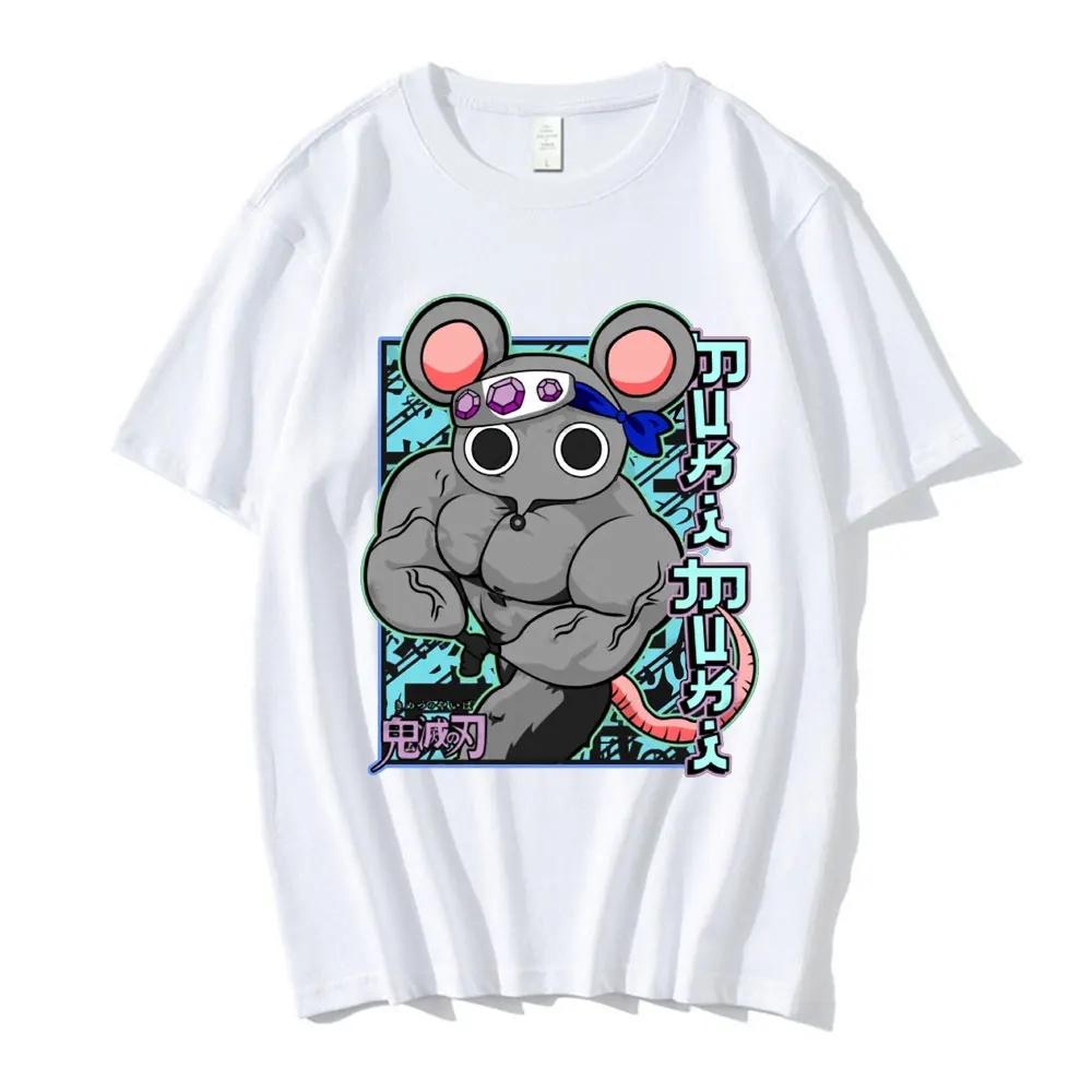 Men's Comic T-shirt 100% Cotton T-shirt Muki Demon Slayer Uzui Tengen Muki Gym Pattern Short-sleeved Top