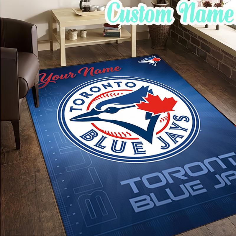 Custom Name Blue Jays Baseball Season Rug, Office Rug, Chair Rug, Carpet for Living Rooms, Doormat Game Rug Home Decor Christmas Gifts