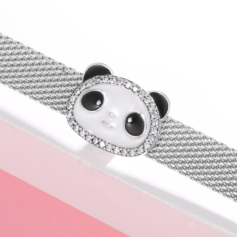 Designer Charms 925 Sterling Silver Tortoise Panda Unicorn Clip Beads with Clear CZ Bead Charms for Reflection Bracelet Jewelry