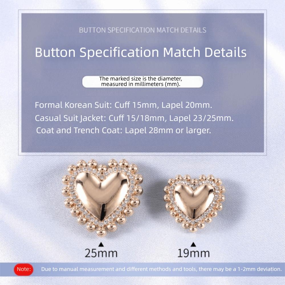 8Pcs 19/25MM Size Metal Shank Buttons Vintage Sewing Buttons Luxury Heart-Shaped Buttons DIY Outfit