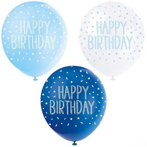 Unique Party Pearlised Latex Happy Birthday Balloons (5 x Pack of 5)
