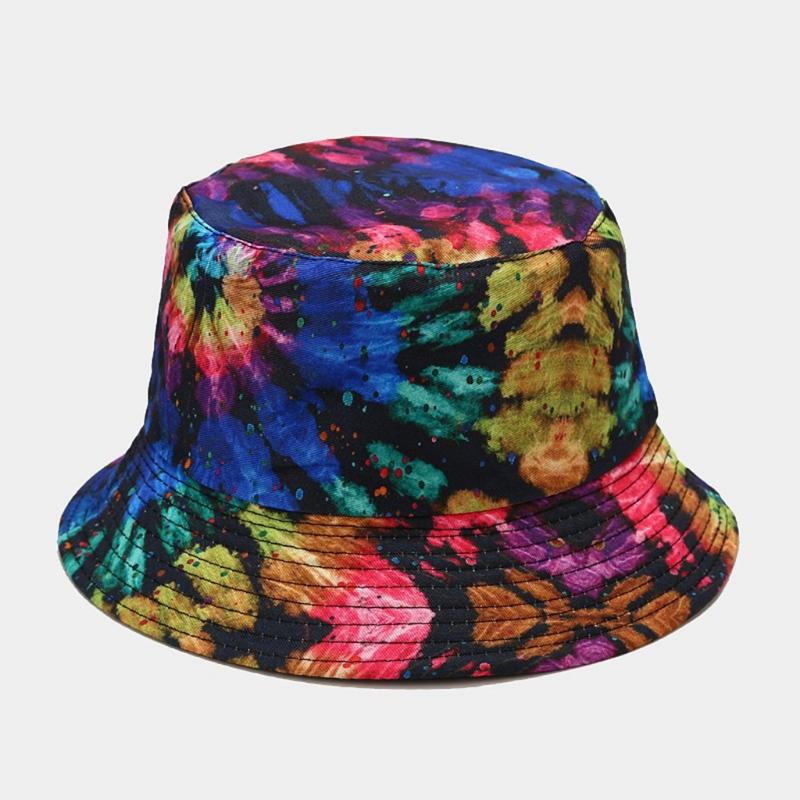 Cappello a secchiello da pesca parasole da esterno per donna uomo arcobaleno reversibile