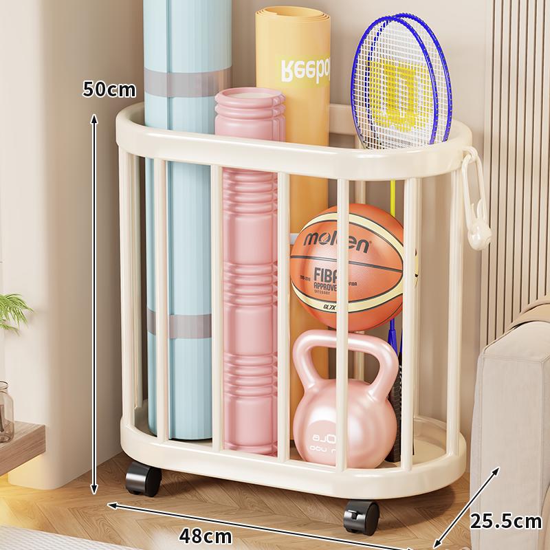 Wheeled Yoga Mat & Fitness Equipment Organizer: Large Capacity Storage Basket