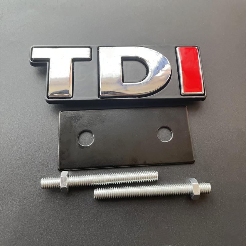 YKPSC1 3D Metal Logo TDI Emblem Car Front Grill Badge Rear Trunk Sticker For VW Golf 4 6 7 MK6 Polo Jetta Passat Accessories