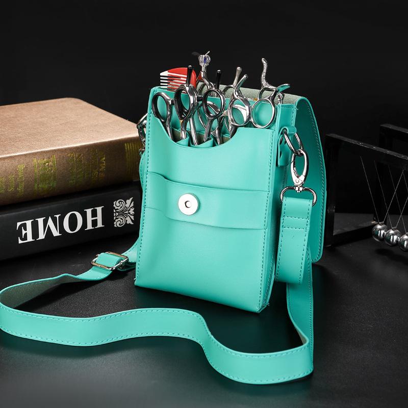 Professional 8 Pocket PU Leather Hair Scissor Bag Clips Bag Hairdressing Barber Scissor Holster Pouch Holder With Waist Belt