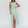 European and American New Summer Women's Elegant Dress Fashionable and Sexy Untrimmed Split Waist Slim Dress