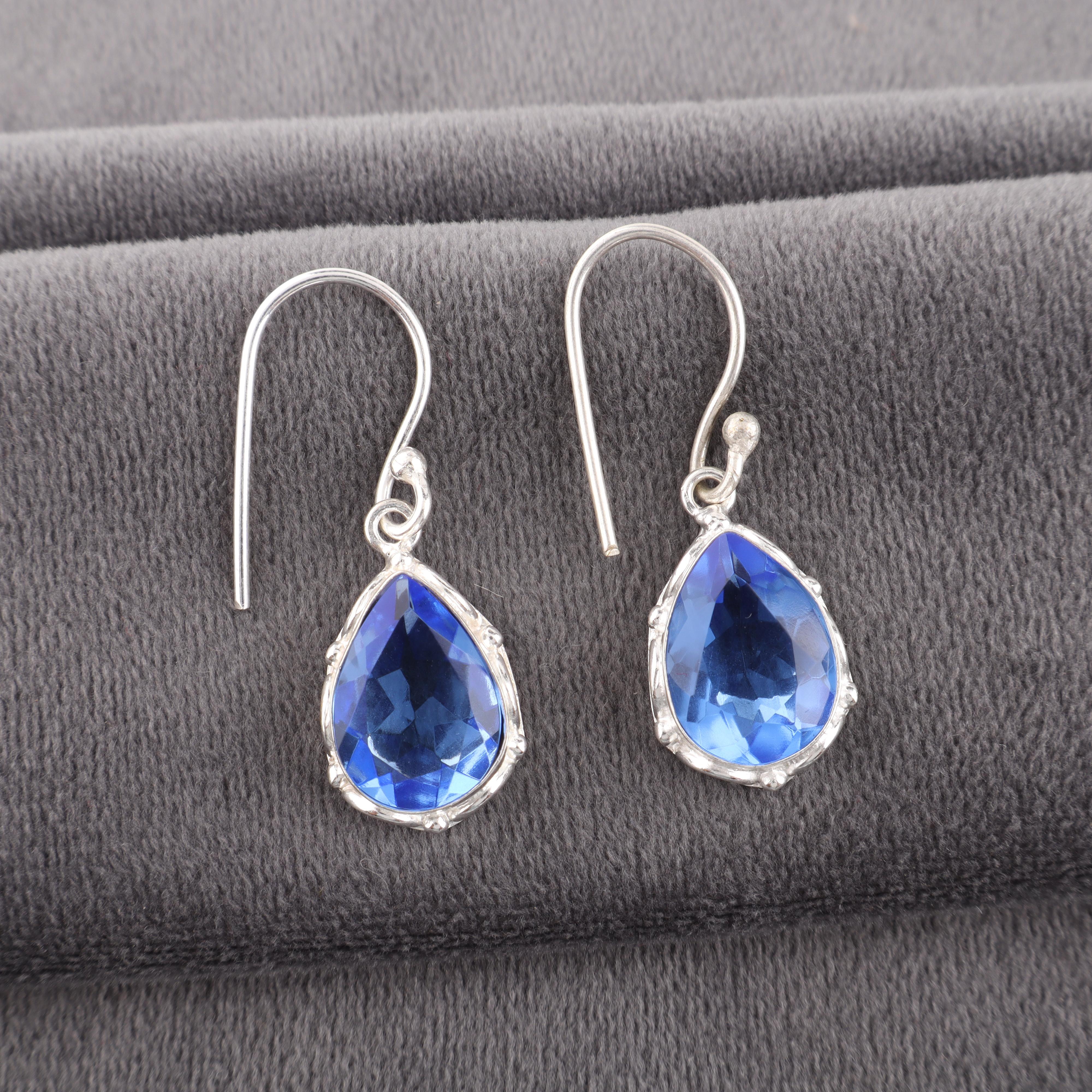 

Танзанит Серьги с драгоценными камнями ручной работы, Серьги из стерлингового серебра 925 пробы, Повседневные украшения, Серьги для подарка на помолвку 1.30 Inches синий