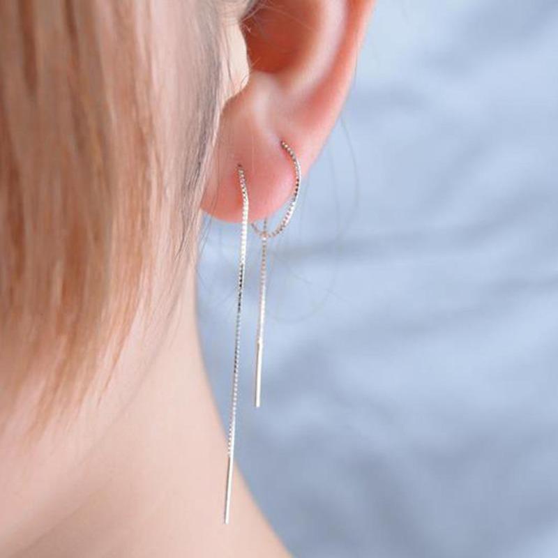 1 pezzo alla moda da donna lunga catena lineare ciondola la linea dell'orecchio infila orecchino gioielli regalo