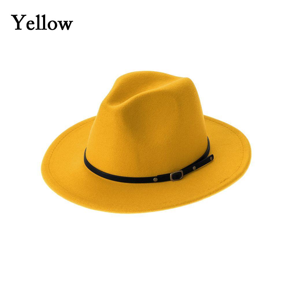 Vintage Felt Fedora Hats with Belt Buckle for Men & Women Wide Brim Outback Hat Panama Jazz Hat Cowboy Hat