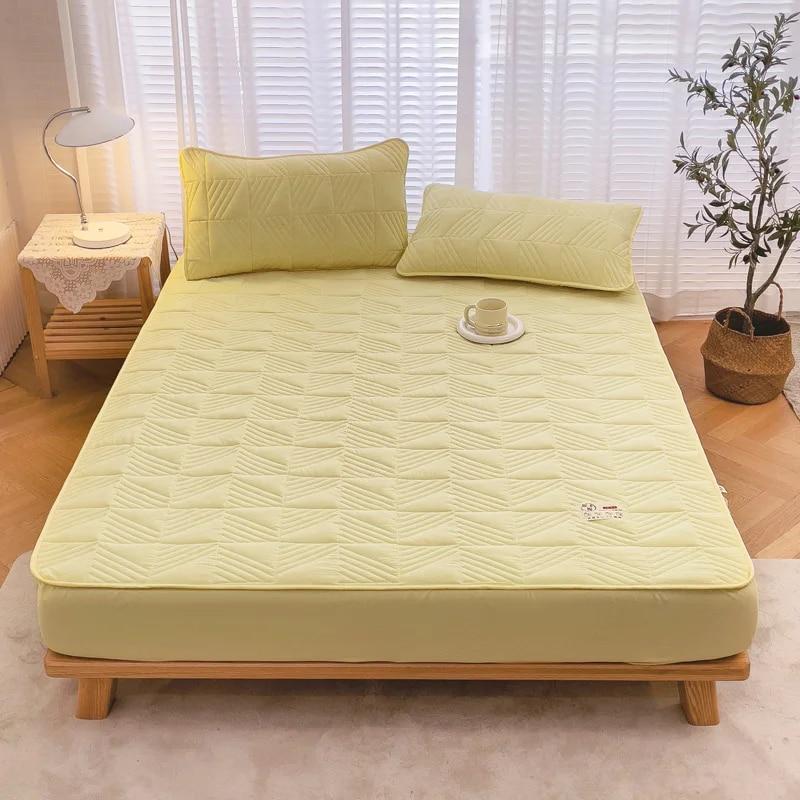 Quilted Waterproof Cotton Mattress Cover Thicken Mattress Protector Fitted Sheet with Elastic Double King Queen Size Bed Cover
