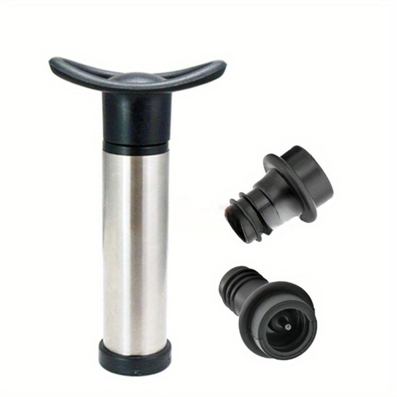 Stainless Steel Red Wine Vacuum Pump, Black Plastic Pump, Silicone Plug, Vacuum Red Wine Plug Abridor De Vinho