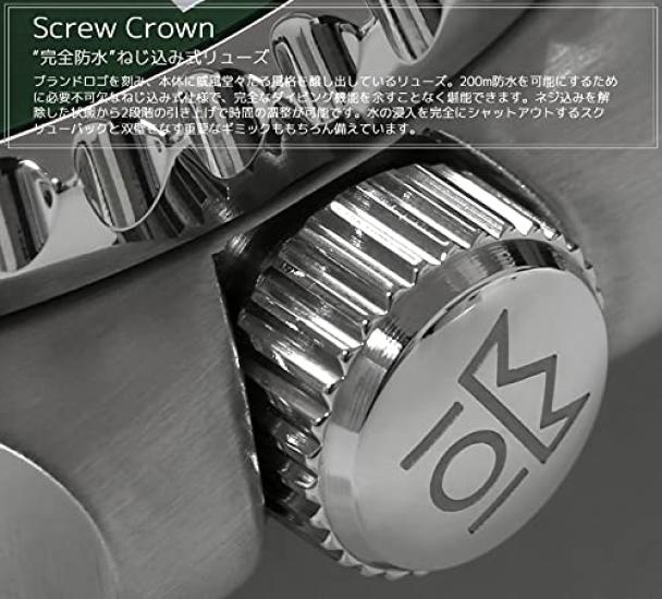 [HYAKUICHI 101] Diver's Watch, Water Resistant to 20 ATM, Ceramic Bezel, Calendar, Metal Band, Men's (Green Black)