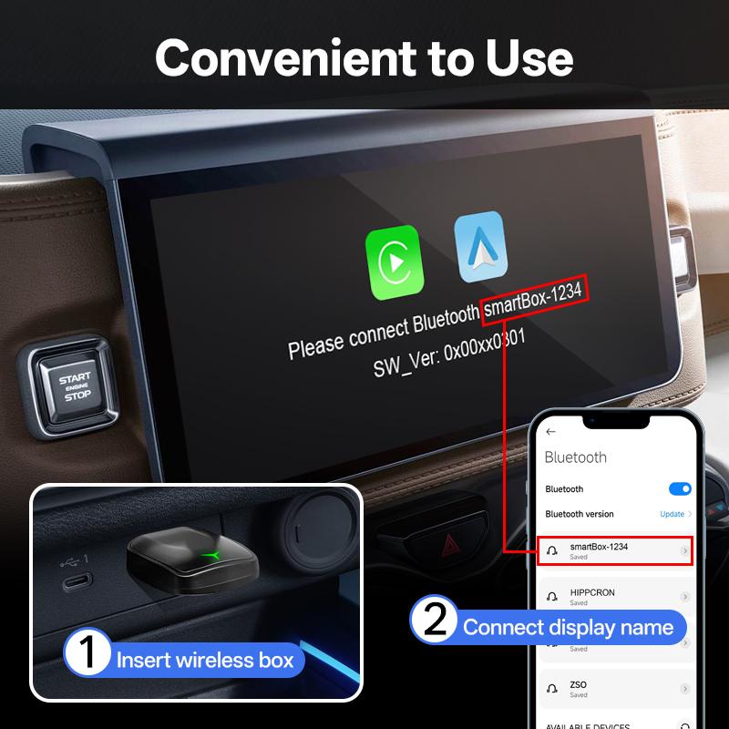 Wired To Wireless CarPlay Android Auto Adapter Dongle Plug and Play 2in1 For Toyota VW Kia