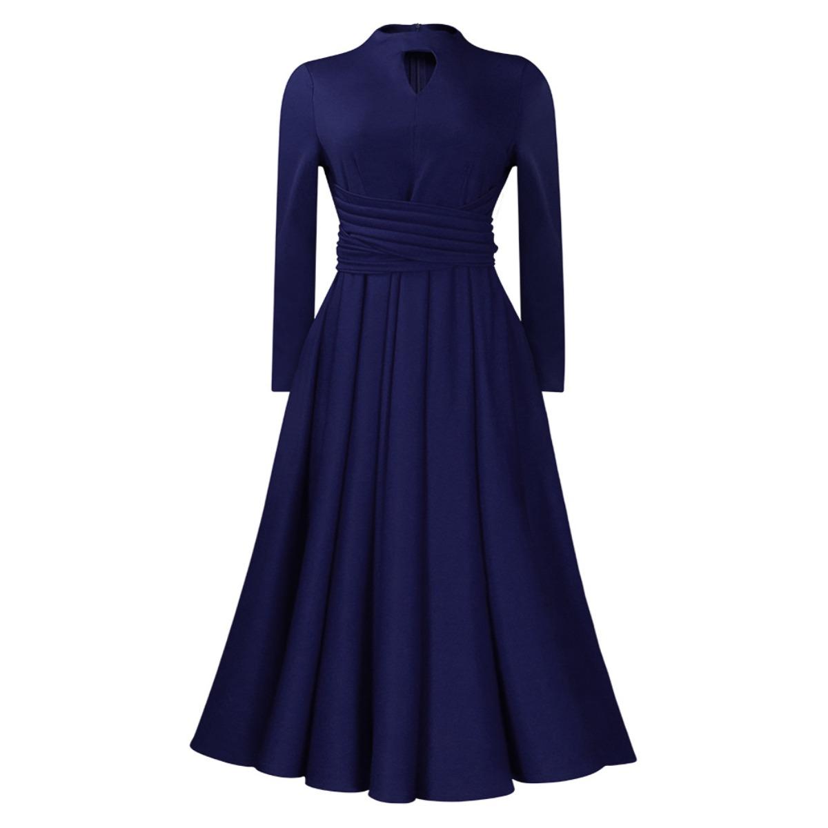 

2026 Women s Fashion Pleated Plus Size Flared Dress African Style Maxi Dress for Evening Party XXXL темно-синього кольору