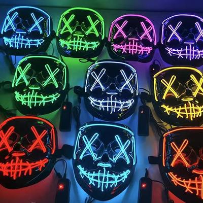 LED Halloween Lumineux Masque V Noir Mascarade Costume Accessoire