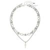 Mens Hip Hop Double Layer Spliced Sword Pendant Necklace With Geometric Design For Streetwear Style