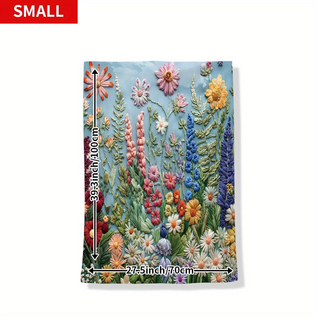 [Embroidered Floral Blanket] Soft and Warm Embroidered Floral Blanket - Perfect for Napping, Camping, Traveling, and Home Decor