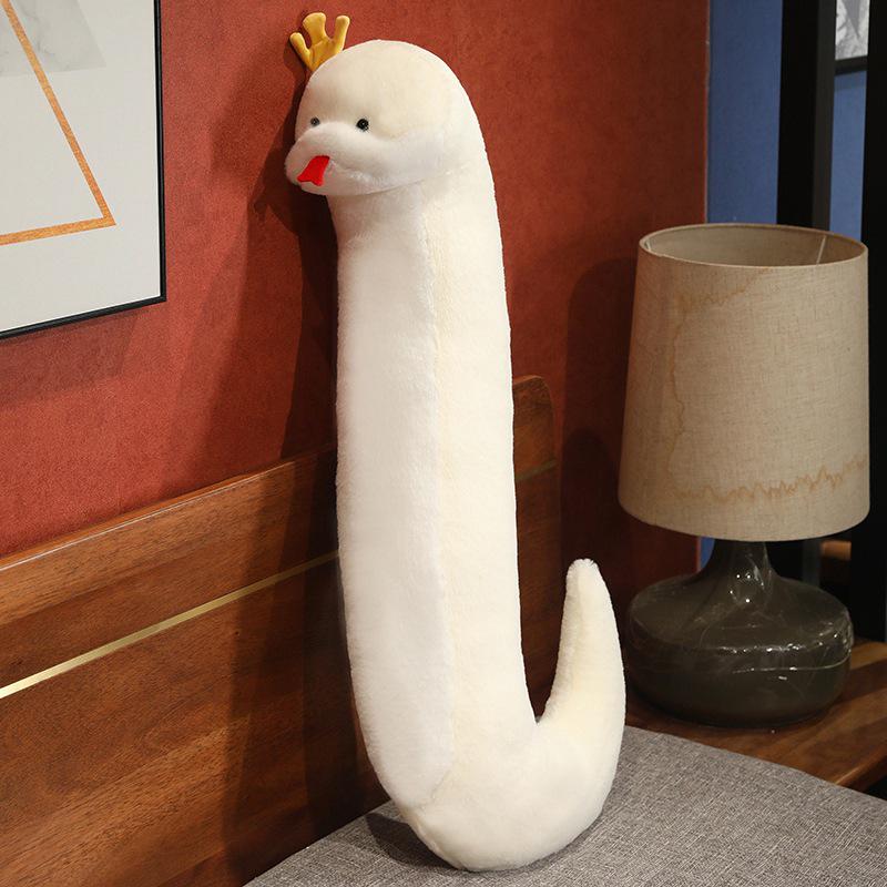 S-Shaped Green and White Snake Plush Pillow - Leg-Clamping Side Sleeper and Backrest Pillow