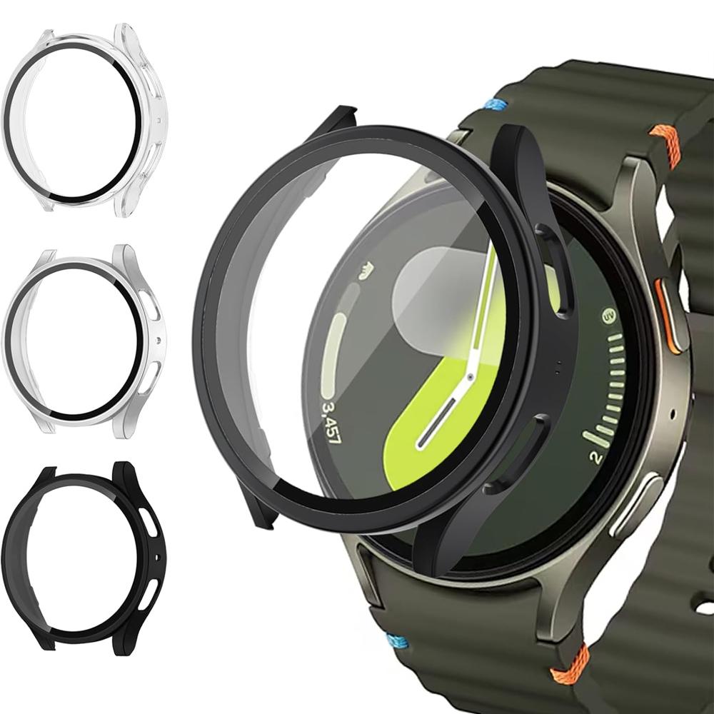 Case for Samsung Galaxy watch 7/6/5/4 44mm 40mm Protective Full Screen protector Tempered Glass PC bumper Galaxy watch 7 Cover