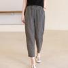 Casual High Waist Pants for Women Plus Size Vintage Striped Elastic Waist Summer Plaid Pants