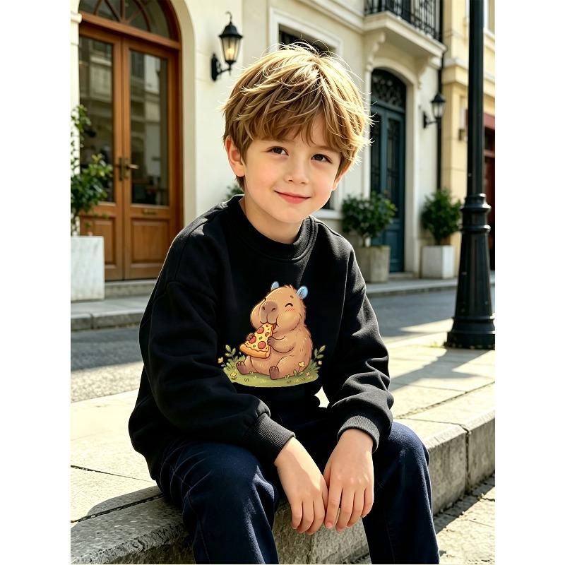 1pc Pizza Bunny: A Bunny'S Delightful Pizza Adventure Boys' Crewneck Sweatshirt,