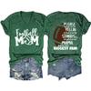 Summer new Vneck Tshirt Football Mom print loose casual shortsleeved top ladies all fashion pullover