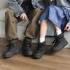 Work Style Snow Boots for Men Women Plus Fleeces Warm Winter Boots High Top Thick Soled Lace Up Black Plush Couple Cotton Shoes