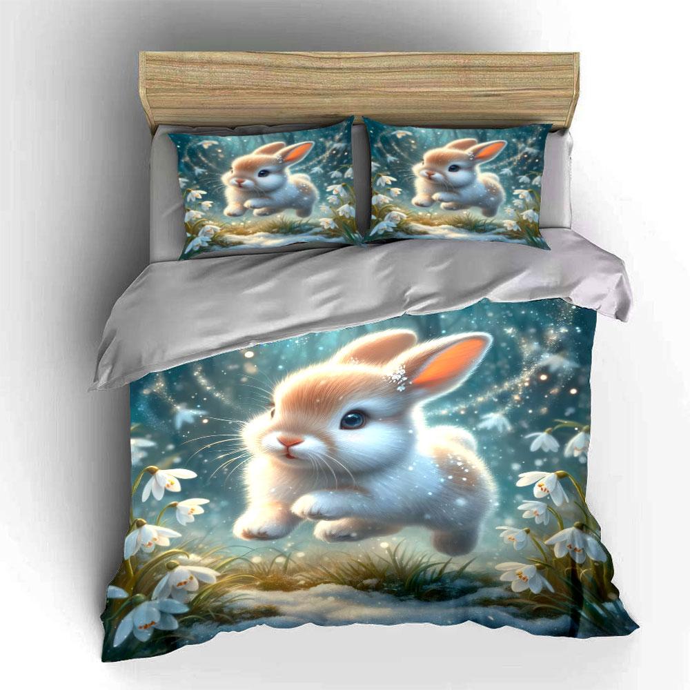 "Rabbit Themed Home Decor Set" Bedding Set with 1 Duvet Cover 2 Pillowcases Single Double King Queen Gift