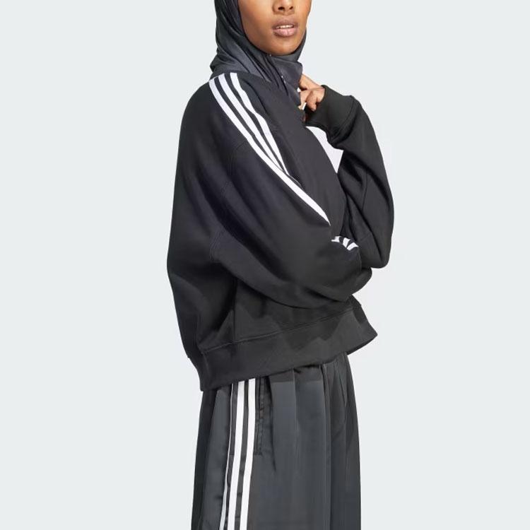 Adidas Womens 3-Stripes Crew Sweatshirt Black Women Streetwear IR5522