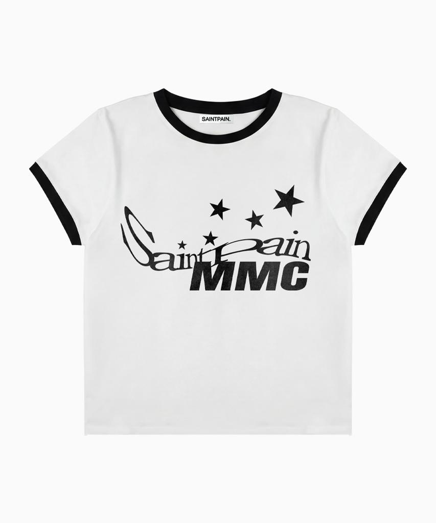 SAINTPAIN Sp Lettering Star Crop Ringer T-Shirt White
