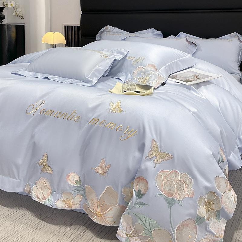 Pure Cotton Bedding Set Light Luxury Comfortable Skin-friendly Breathable Sheets Quilt Cover Pillowcase
