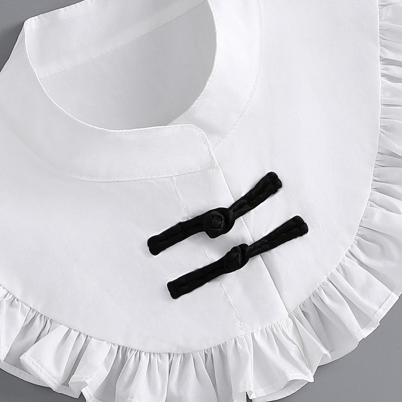 Round Neck Fake Collar for Women Girls Cotton Ruffled Detachable Half Shirt Blouse False Collar Women Clothes Accessories