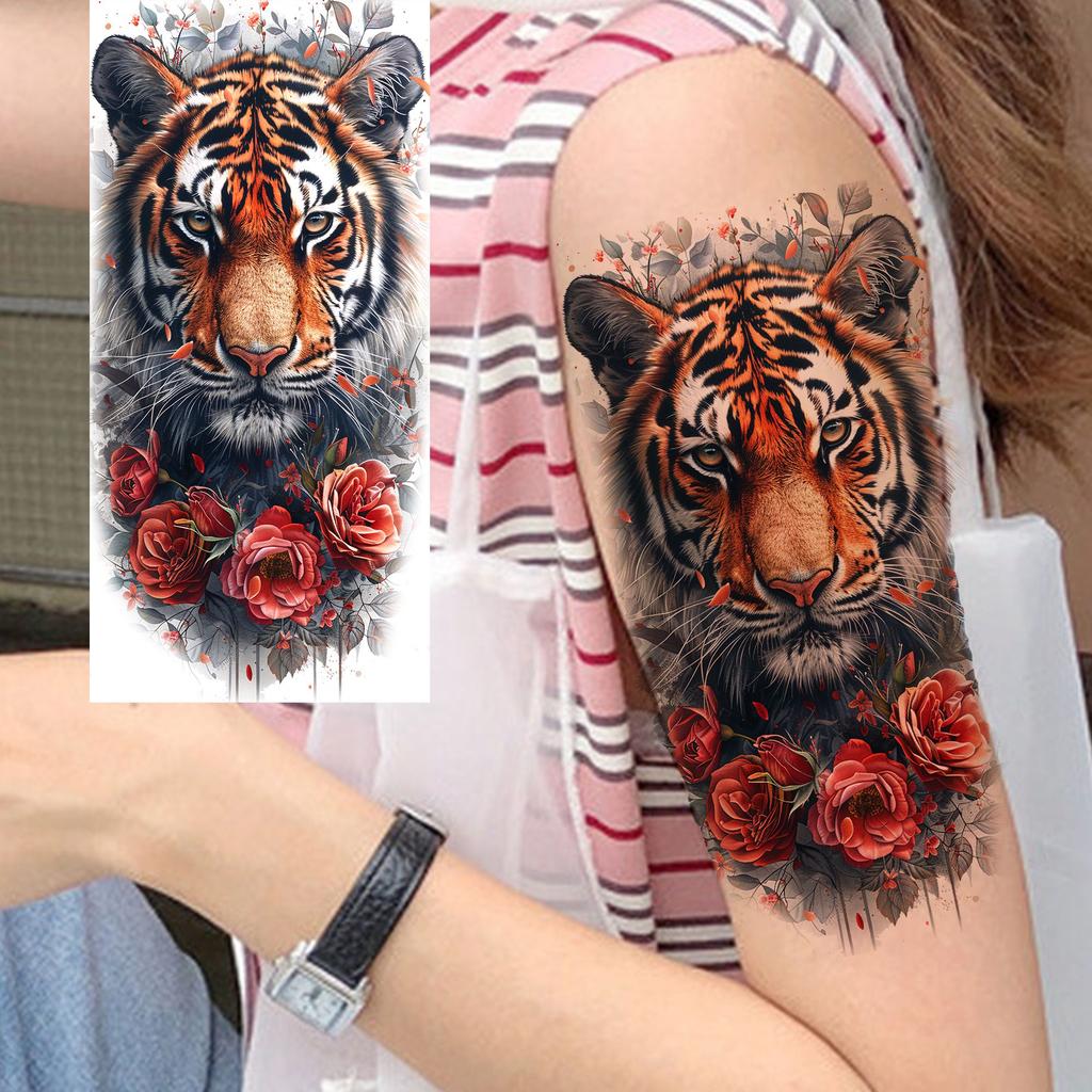 1 list Unikátní Akvarelový Lev Tygr Zvířata Dočasné Tetování Dlouhotrvající Vodotěsný Liška Sova Falešná Tetovací Nálepka Body Art Tetování