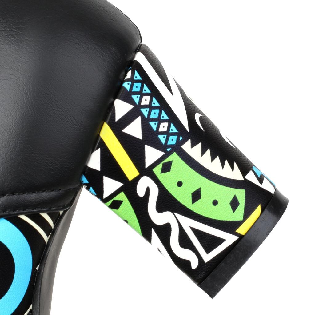 Q/Dámské samostatné boty na vysokém podpatku, módní blokování barev, tlusté podpatky, velké velikosti a nízké boty