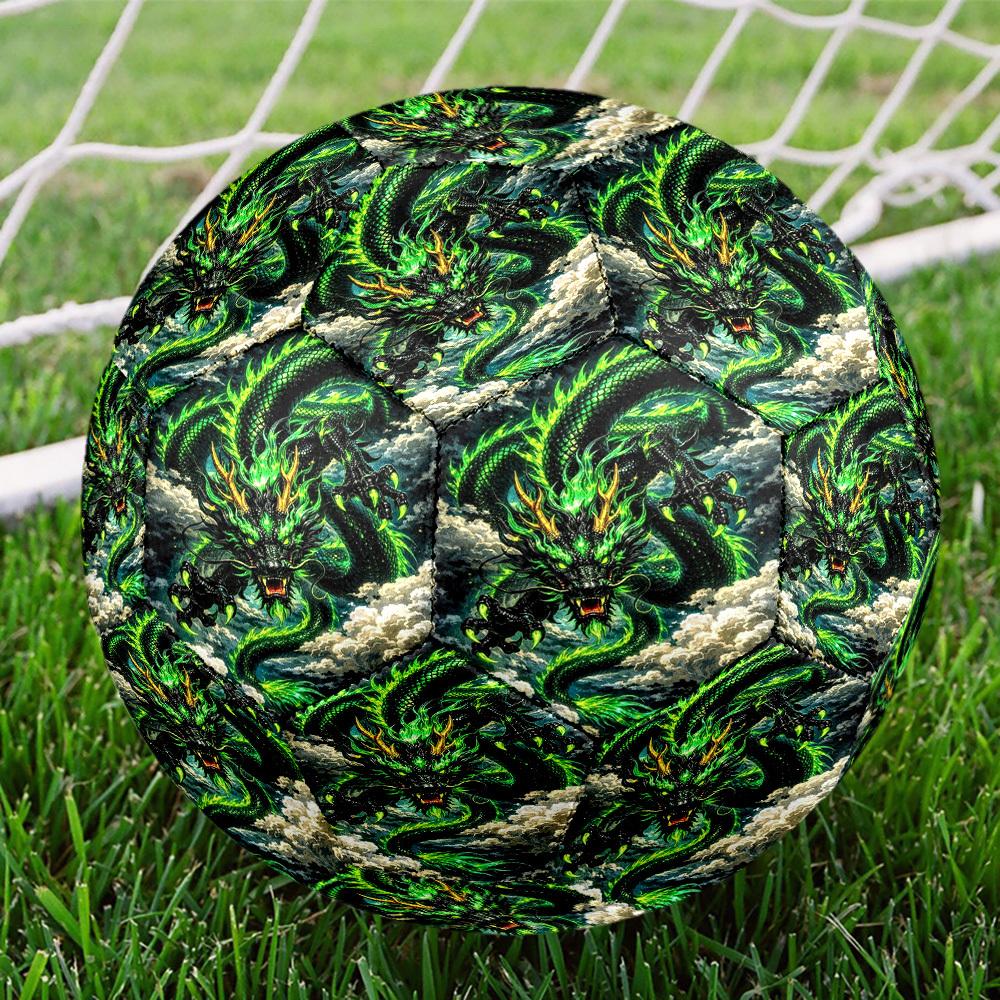 1pc Green Dragon Sky Theme Soccer Ball Football, Size 5, Lightweight PVC, Outdoor Training Soccer Ball,Gift C6546