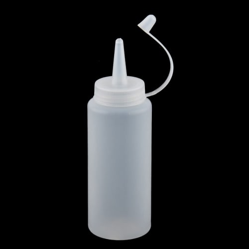 Uxcell Plastic Condiment Bottles for Oil and Sauces, Dispenser with Nozzle Caps, White, 200ml, Set of 2