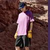 Li-Ning Letter Print Crew Neck Pullover Loose Short Sleeve T-Shirt Unisex Tops Ash-Purple AHSU255-2