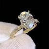 DJMAX 1-3 Karat Oval/Brillant geschliffener Moissanit-Ring Farbe D für Damen 925er Silber Verlobungsring Ehering