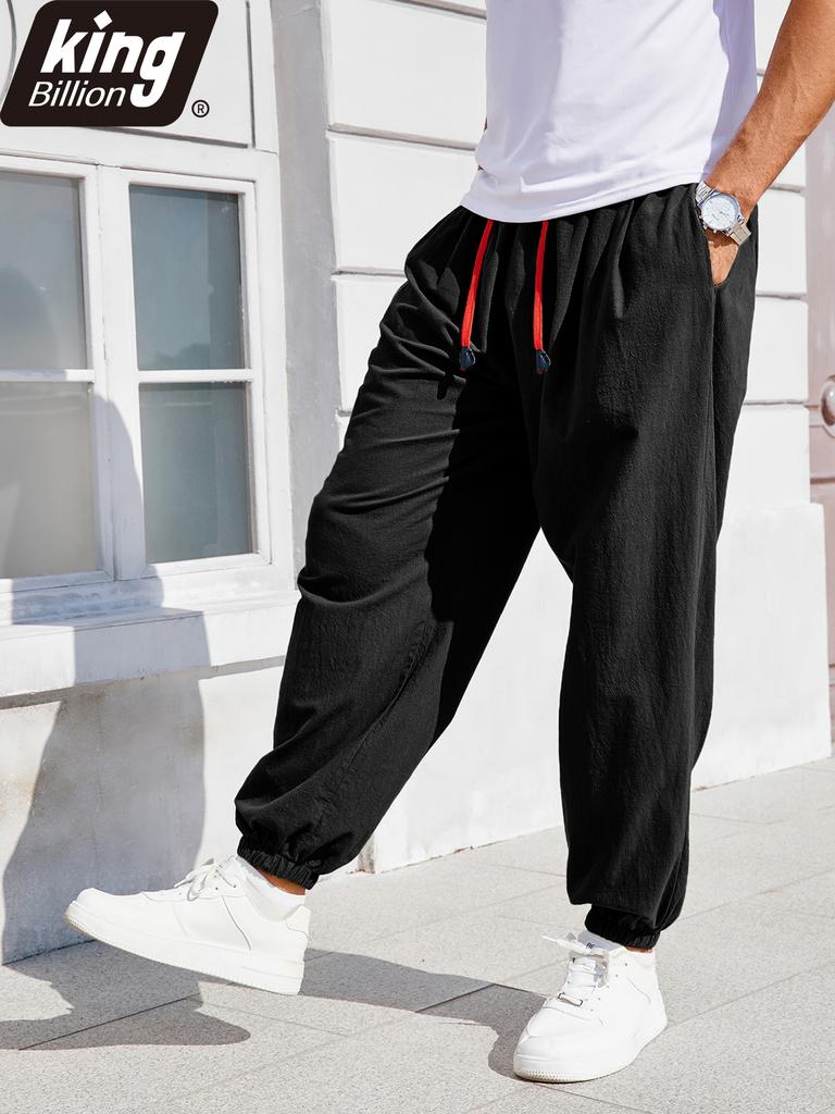 Men's Casual Harem Pants Ankle Cuffed Solid Color Loose Fit Oversize Drawstring Elastic Waist Streetwear Hip Hop Trendy Trousers