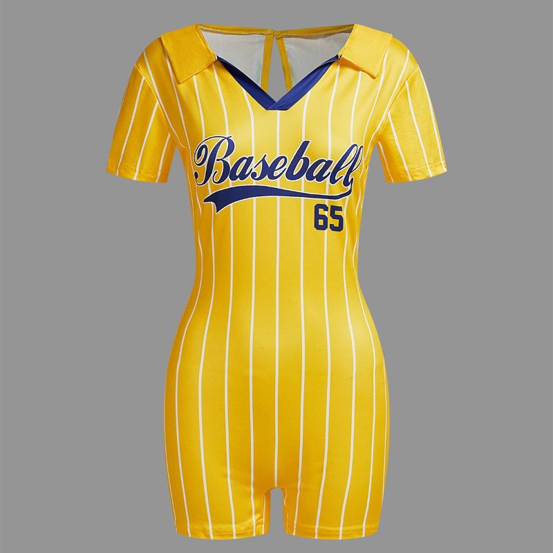 European and American summer street tight sports printed jumpsuit