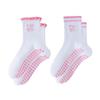 Women's Cotton Mid-Calf Yoga Socks with Anti-Slip Silicone - Wood Ear Lace Design for Indoor Fitness and Pilates