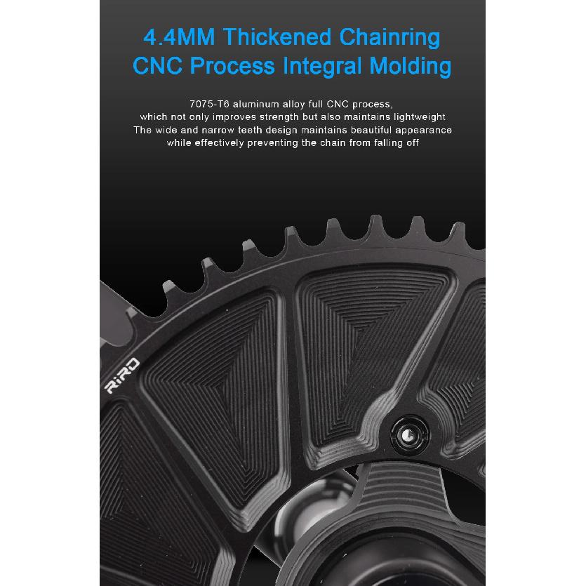 RIRO 4-Bolts 110BCD Single Chainring, 46/48/50/52/54/56/58T Road Bike Chainwheel, Compatible with Shimano 105/FC-R7000/R8000