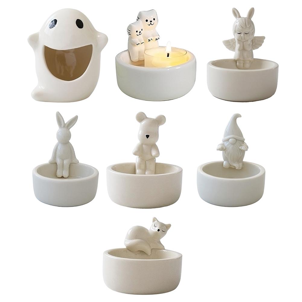 Ceramic Candle Holder Candlestick Holder Cute Tea Light Candle Holder Multifunctional Animal Shaped Gifts for Family Friends