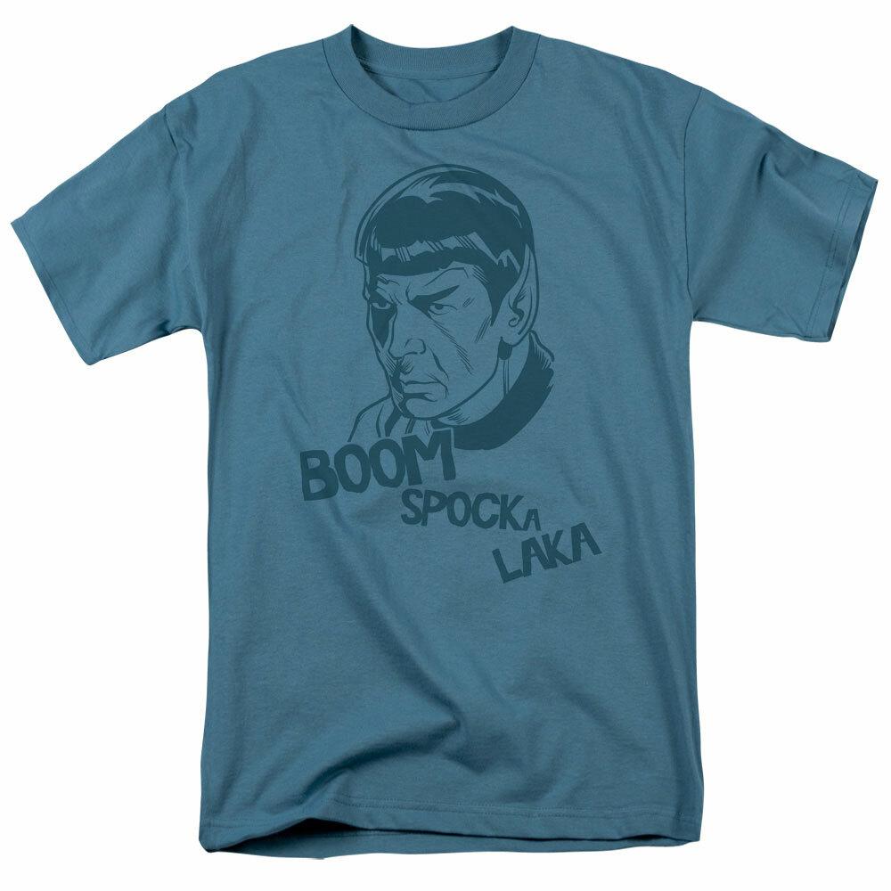 Star Trek Boom Spocka Laka T-shirt Licensed SciFi TV Classic Tee New Slate XXXXL