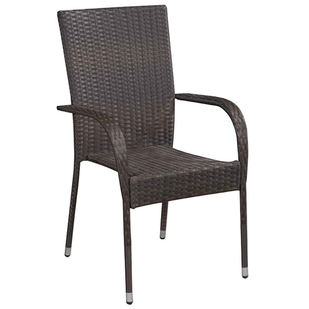 vidaXL 5-tlg. Garten-Essgruppe Poly Rattan Braun